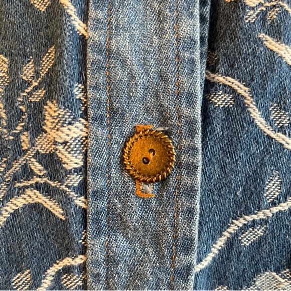 Vintage 90s Teddi Denim Jean Jacket w Embroidered Birds Elastic Size Large - Picture 6 of 10